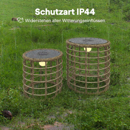 Solar-Powered Rattan Lamp Set, Warm Light, Outdoor Use