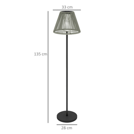 Boho Solar floor lamp, rattan, 25 LEDs, outdoor, IP44