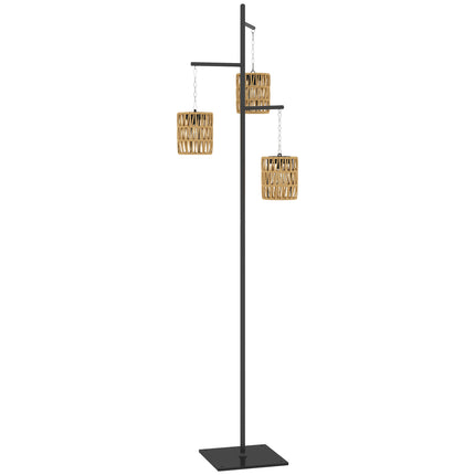 Rattan Solar Floor Lamp, Light Sensor, IP44 Waterproof