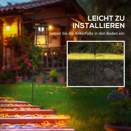 LED Solar Garden Lantern, 122 cm, Cold White Light, Black