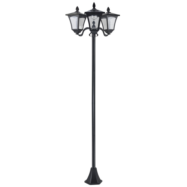 Solar Garden Path Light, 3 Flames, Stainless Steel, LED