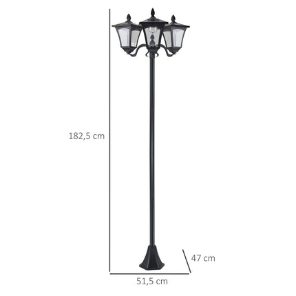 Solar Garden Path Light, 3 Flames, Stainless Steel, LED