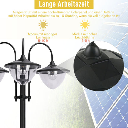 Solar Garden Light, 3-head lamp with flower pot base