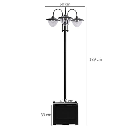 Solar Garden Light, 3-head lamp with flower pot base