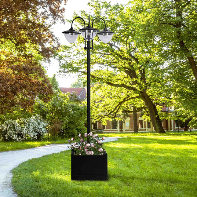 Solar Garden Light, 3-head lamp with flower pot base