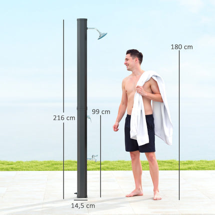 Solar Garden Shower, 35L, Heated, faucet & hand shower