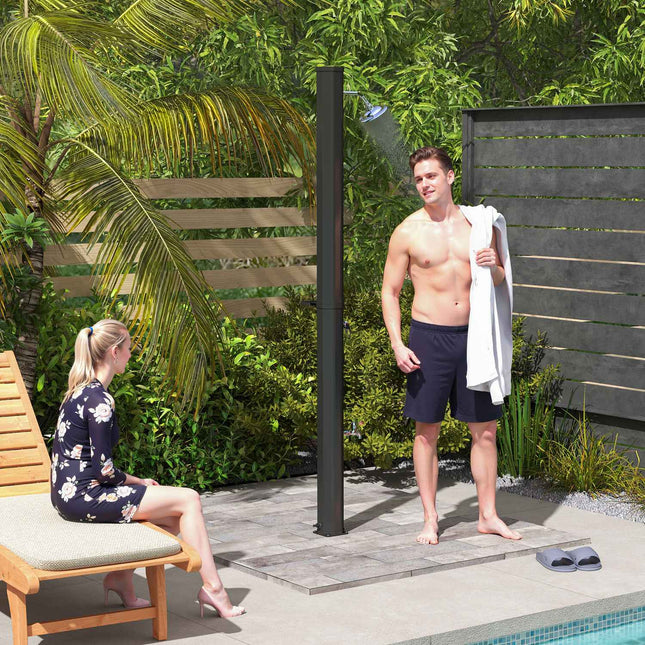 Solar Garden Shower, 35L, Heated, faucet & hand shower