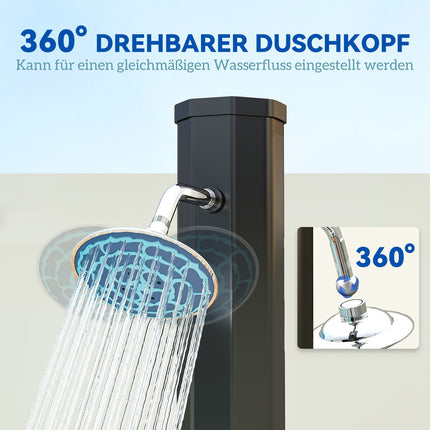 Solar Garden Shower, 35L, Heated, faucet & hand shower