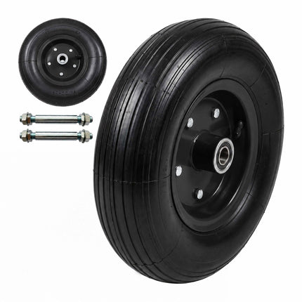 Solid Rubber Wheelbarrow Wheels, 4.00-6, Set of 2