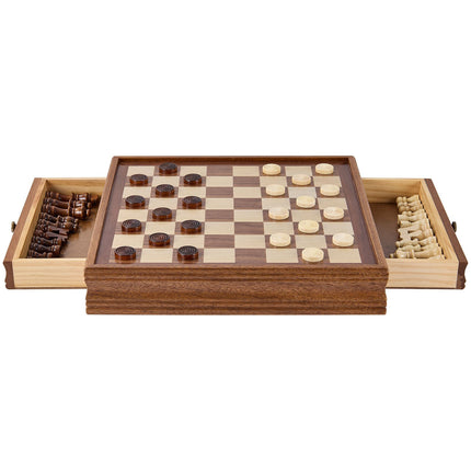 Solid Wood Chess Set 15-Inch, 2-in-1 with Drawer