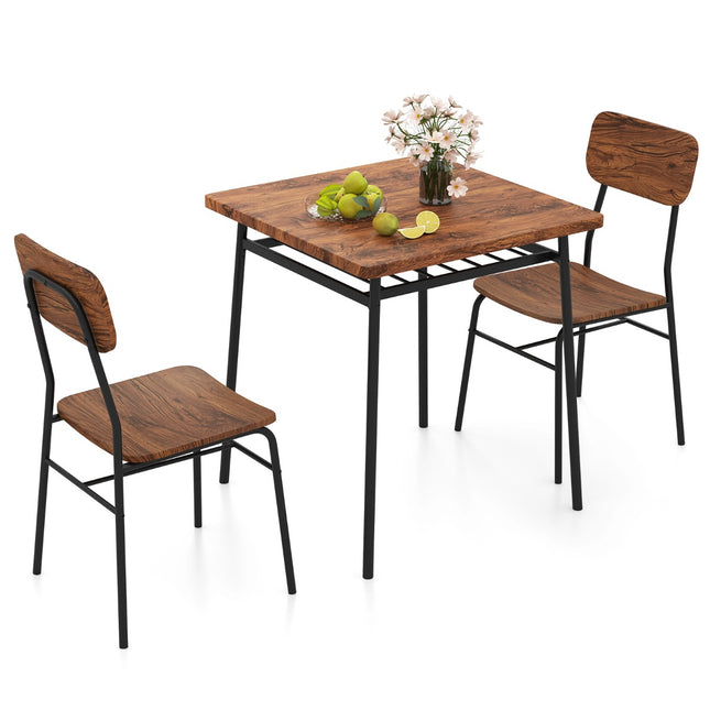 Ruimtebesparende eethoek met opbergplank en 2 stoelen