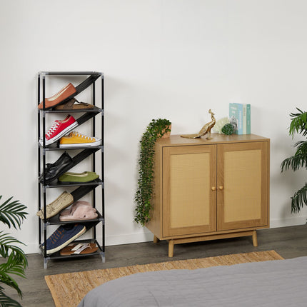 Space-Saving Shoe Rack for 11 Pairs, Slanted Shelves