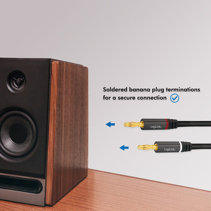 Speaker cable 2x2.5 mm² with banana plugs Black 3 meters