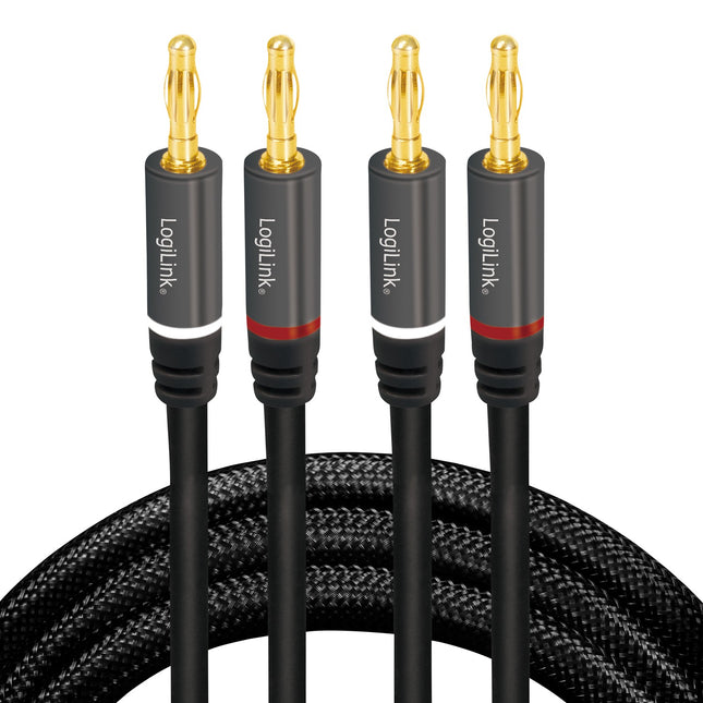 Speaker cable 2x2.5 mm² with banana plugs Black 3 meters