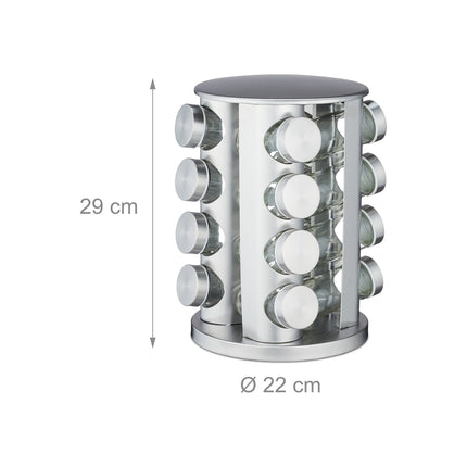 Spice carousel in stainless steel with 16 glasses