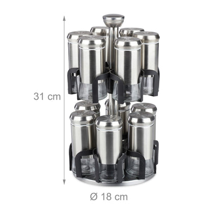 Spice rack with 12 glass jars