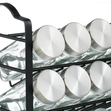Spice rack with 24 glasses