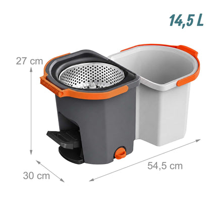 Spin Mop Set with Bucket, Dual-Compartment System