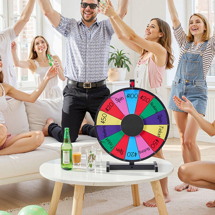 Spinning Prize Wheel, 18 In, 14 Slots, Dry Erase Stand