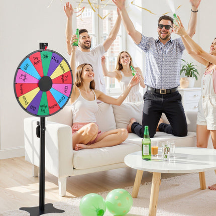 Spinning Prize Wheel 24 In, 14 Slots, Adjustable Stand