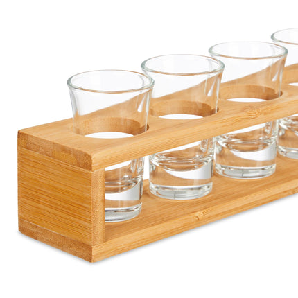 Spirit map in bamboo with 6 glasses