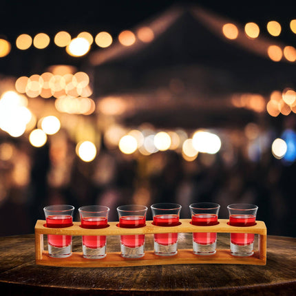 Spirit map in bamboo with 6 glasses