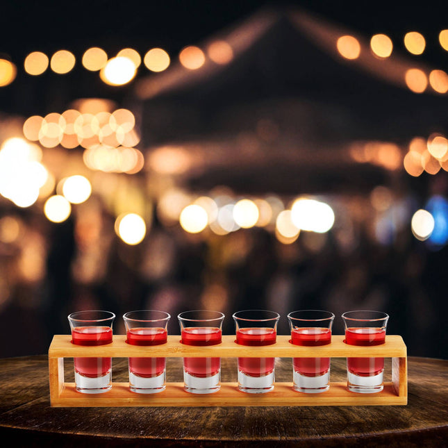 Spirit map in bamboo with 6 glasses