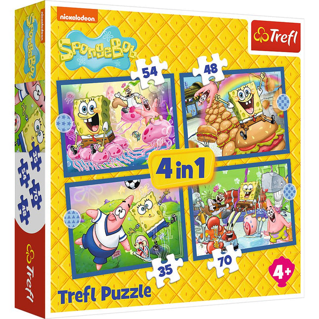 SpongeBob 4-in-1 Puzzle Set for Kids, Fun Learning Activity