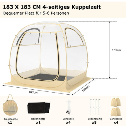 Sports tent for 5-6 people pop-up tent with weatherproof canopy portable &amp; foldable outdoor bubble tent large