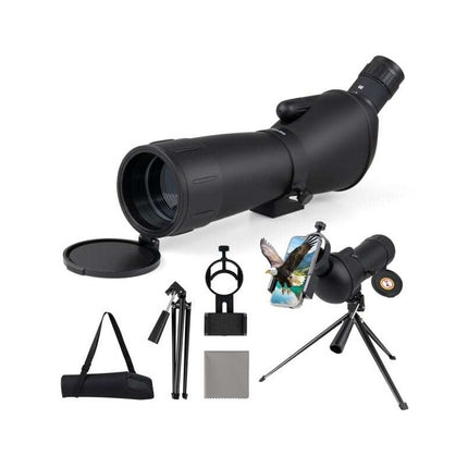 Spotting Scope 20-60x60 HD with Tripod and Phone Adapter, Black, Bird Watching
