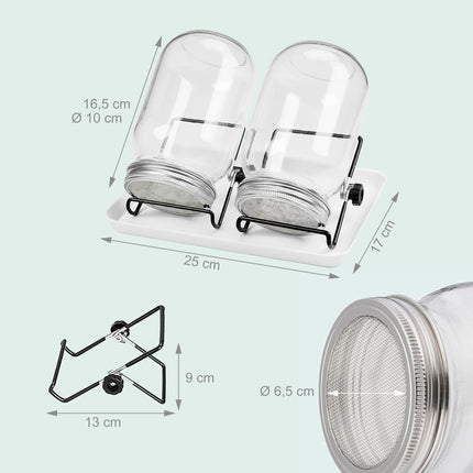 Sprouting Jar Kit, 2 Jars with Holder & Tray