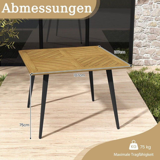 Square Acacia Wood Patio Table with Umbrella Hole