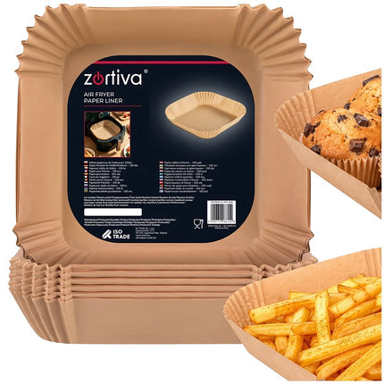 Square Air Fryer Paper Liners 23 x 23 cm, Set of 100, Up to 230°C