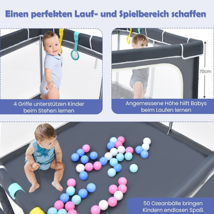 Square Baby Playpen 124 x 124 cm Large Play Fence Dark Gray