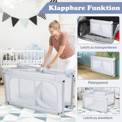 Square Baby Playpen 124 x 124 cm Large Play Fence Light Grey