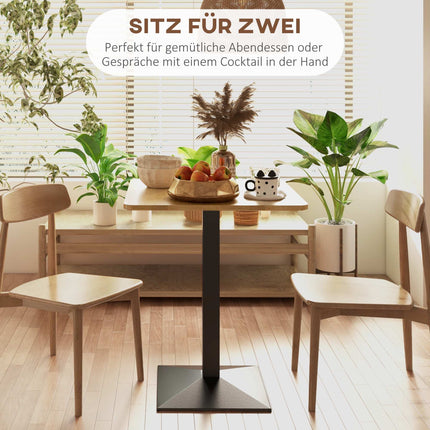 Square Dining Table, Dark Brown, Wood Look, Steel Base
