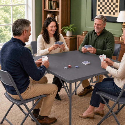 Square Folding Camping Table, Grey, 86 x 86 x 75 cm