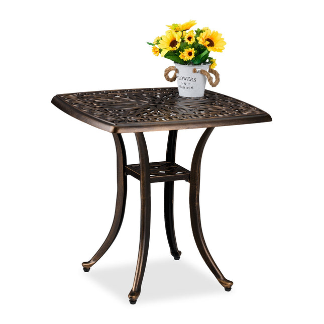 Vierkante tuintafel, gegoten aluminium, weerbestendig