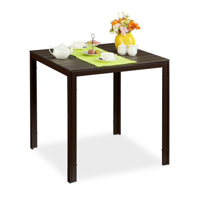 Vierkante tuintafel met houtlook