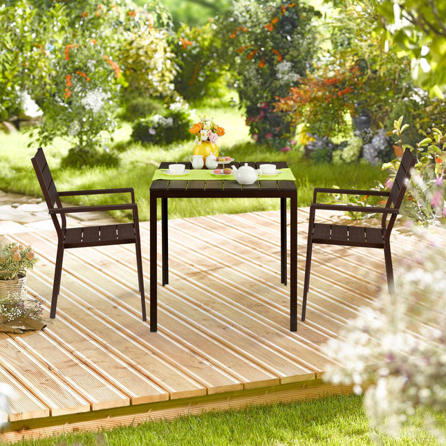Vierkante tuintafel met houtlook