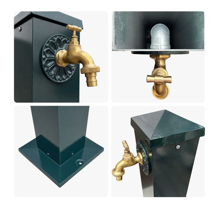 Square Green Garden Water Fountain Column