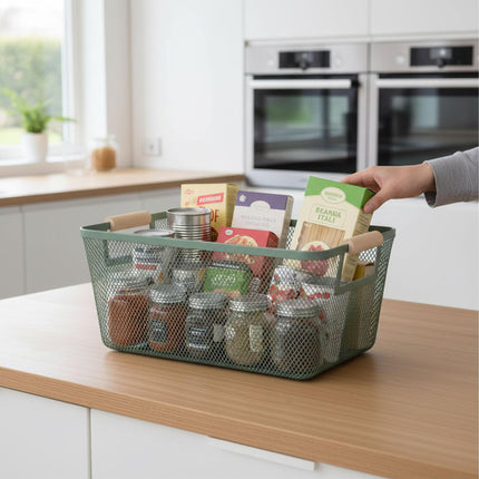 Square Metal Storage Basket with Handles