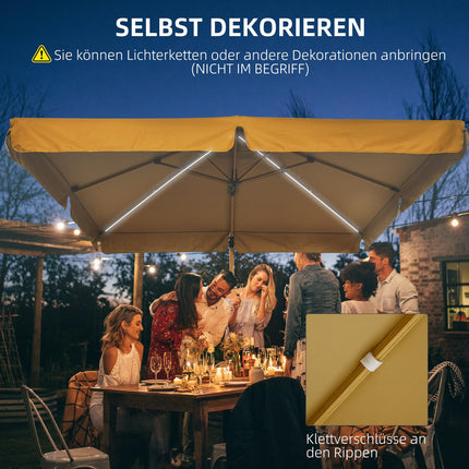 Square Cantilever Parasol, Adjustable height, 295 cm, Khaki