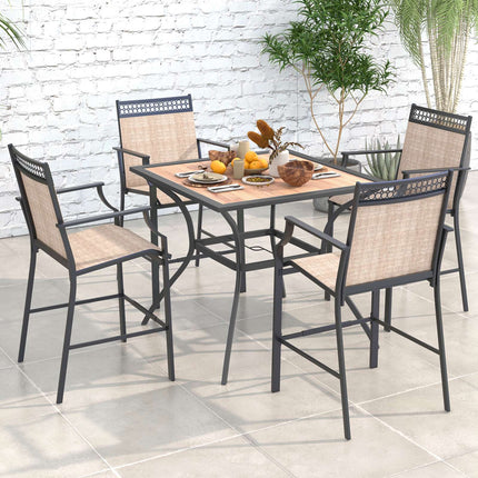 Square Patio Dining Table, Brown & Black, Metal Frame