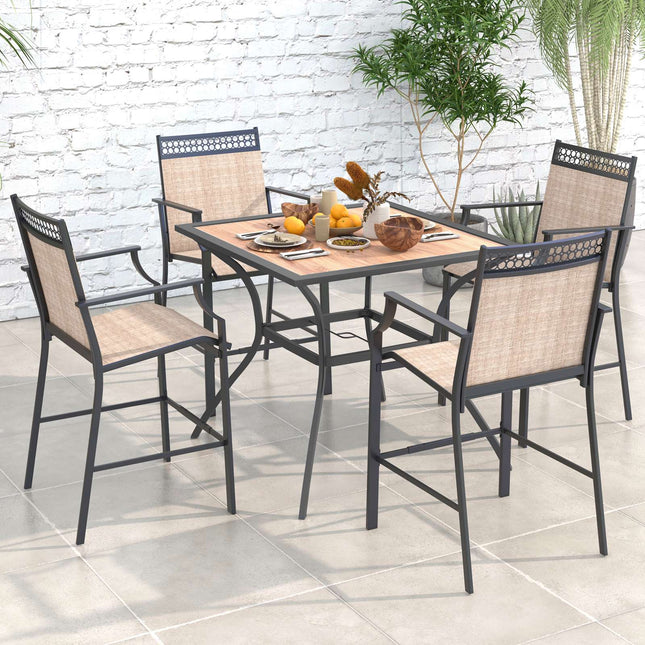 Square Patio Dining Table, Brown & Black, Metal Frame
