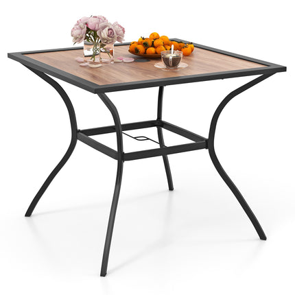 Square Patio Dining Table, Brown & Black, Metal Frame