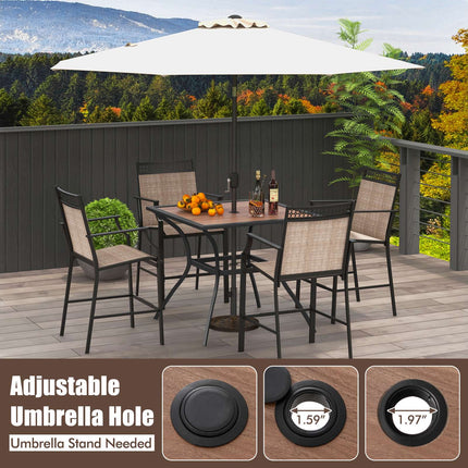 Square Patio Dining Table, Brown & Black, Metal Frame