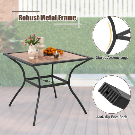 Square Patio Dining Table, Brown & Black, Metal Frame
