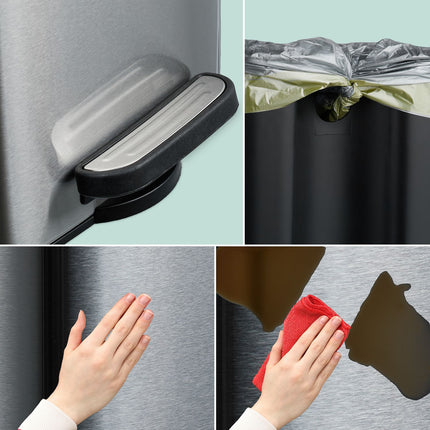 Square Pedal Bin 6L with Liners – Soft-Close, Hands-Free
