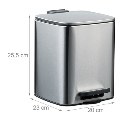 Square Pedal Bin 6L with Liners – Soft-Close, Hands-Free